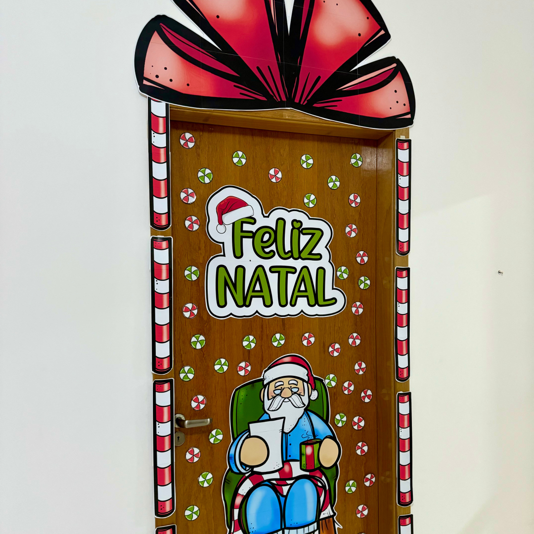 Decoração de Porta Tema Feliz Natal
