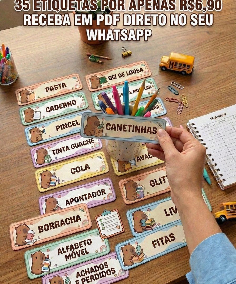 Etiquetas Organizadoras Tema Capivara