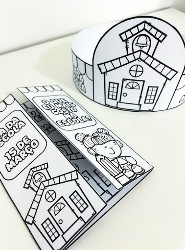 Lapbook e Coroa Dia da Escola para Colorir