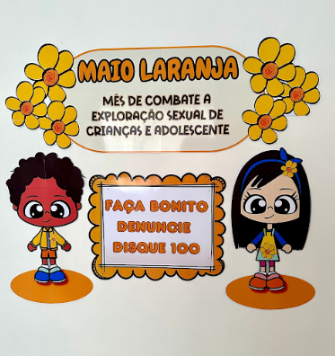 Painel Maio Laranja Conscientização com Afeto